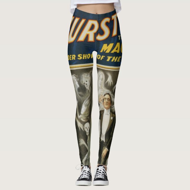 Vintage Magic Poster, Thurston, The Great Magician Leggings (Front)