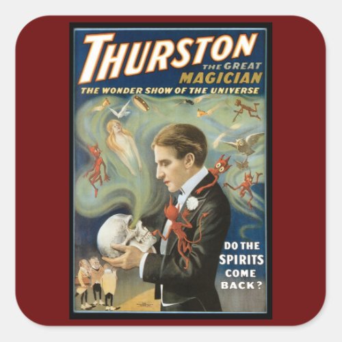 Vintage Magic Poster Thurston The Great Magician Square Sticker