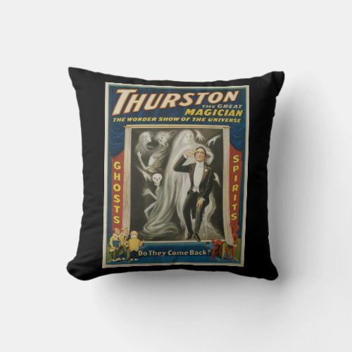 Vintage Magic Poster Thurston The Great Magician Throw Pillow