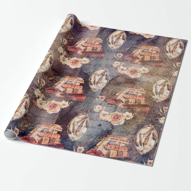 Vintage Magic Spell Books Wrapping Paper (Unrolled)