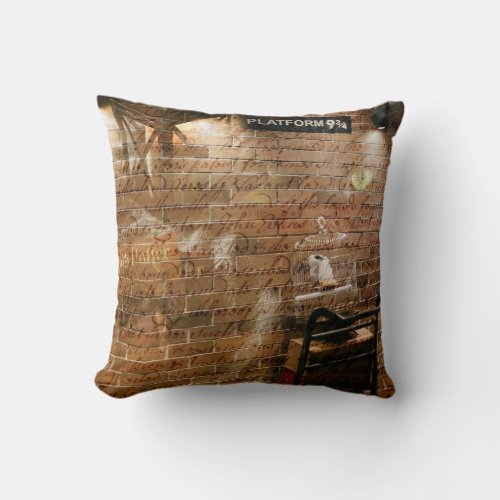 Vintage Magic Train Station  Throw Pillow