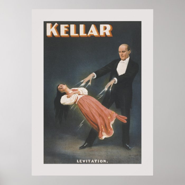 Vintage magic trick levitation poster