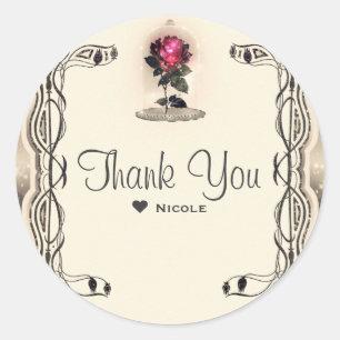 Vintage Magical Enchanted Rose Wedding Party Classic Round Sticker