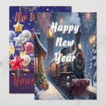 Vintage Magical Express New Year Holiday Card
