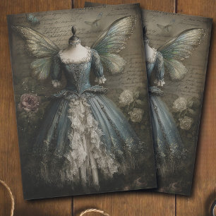Vintage Magical Fairy Ballerina Blue Decoupage Tissue Paper