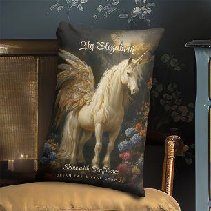 Vintage Magical Fairytale Pegasus Forest Unicorn Lumbar Pillow