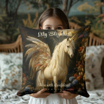 Vintage Magical Fairytale Pegasus Nursery Fairy Throw Pillow