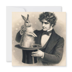 Vintage Magician and Rabbit Magic Trick  Card