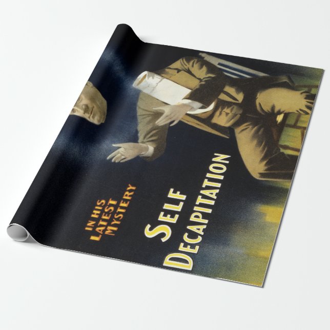 Vintage Magician Harry Kellar Self Decapitation Wrapping Paper (Unrolled)