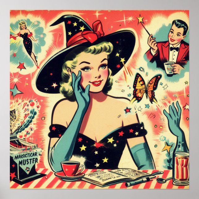Vintage Magician Pin Up Poster (Front)
