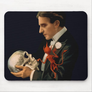 Vintage Magician, Thurston Holding a Human Skull Mouse Pad