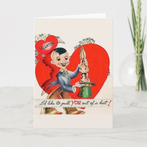 Vintage Magician Valentines Day Card