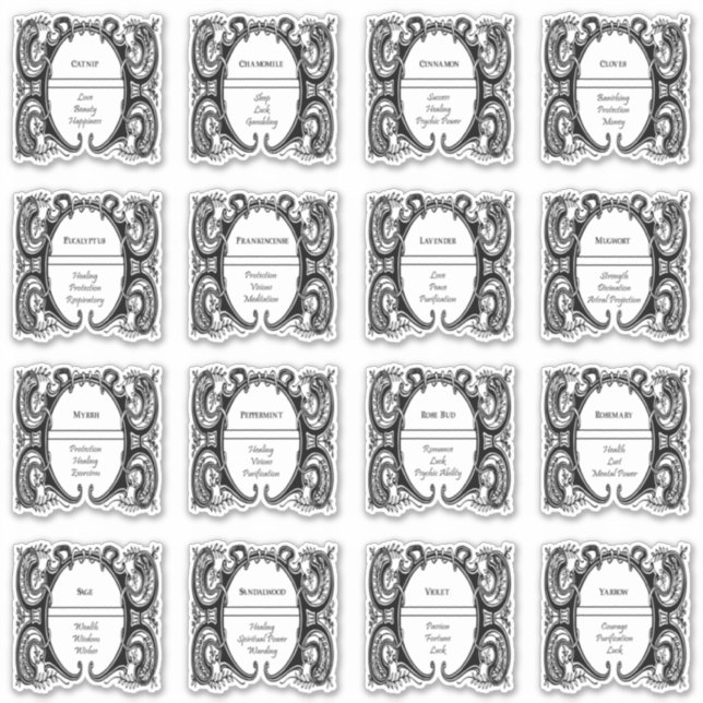 Vintage Magickal Herbs Witchcraft Jar Labels (Front)