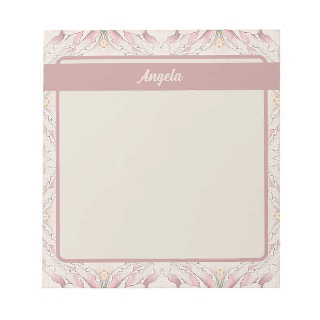 Vintage Magnolia Beige Ephemera Pattern Notepad (Front)