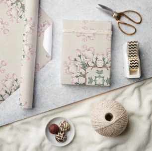 Vintage Magnolia Blossom Ephemera Pattern Wrapping Paper