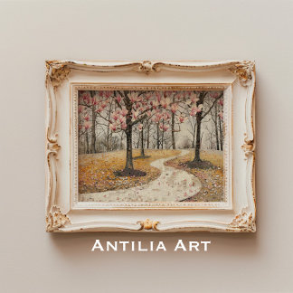 Vintage Magnolia Blossom Mosaic Botanical Park Poster