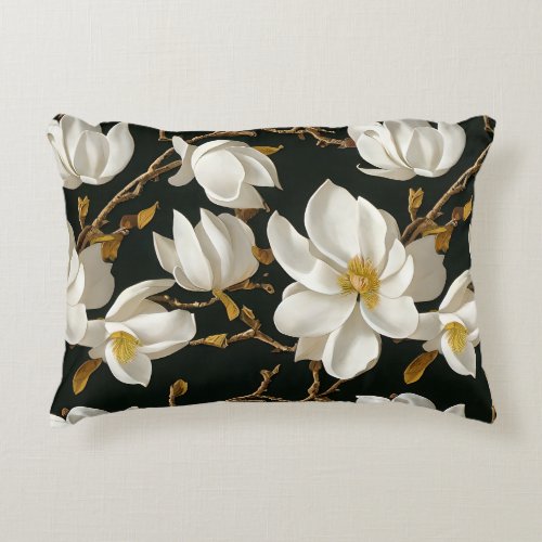 Vintage Magnolia Botanical Floral Accent Pillow