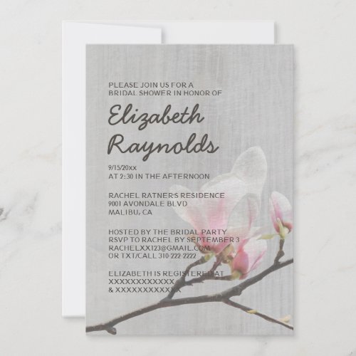 Vintage Magnolia Branch Bridal Shower Invitations