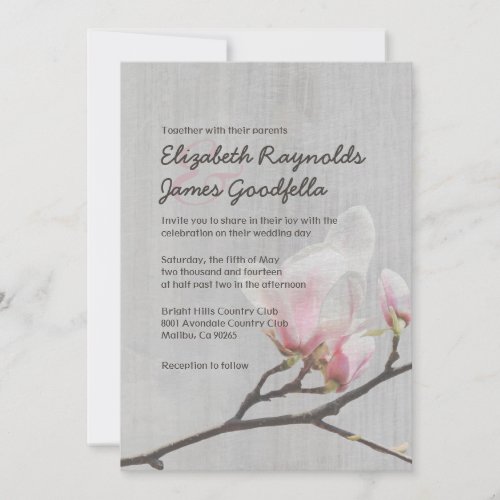 Vintage Magnolia Branch Wedding Invitations