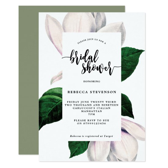 vintage magnolia bridal shower invitation