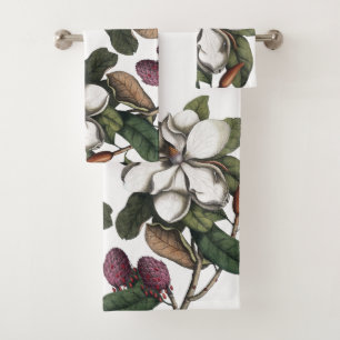 Vintage Magnolia Flower Blossoms Bath Towel Set