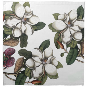 Vintage Magnolia Flower Blossoms Cloth Napkins