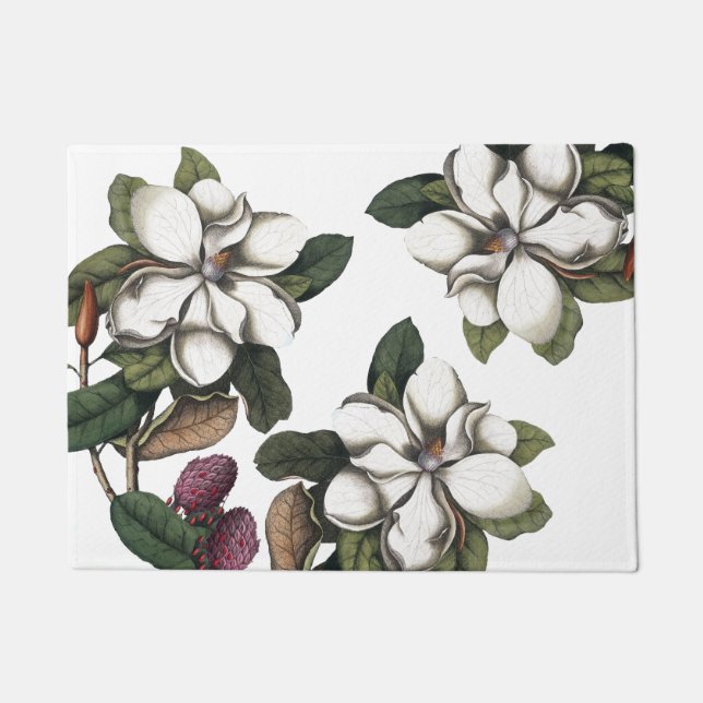 Vintage Magnolia Flower Blossoms Doormat (Front)