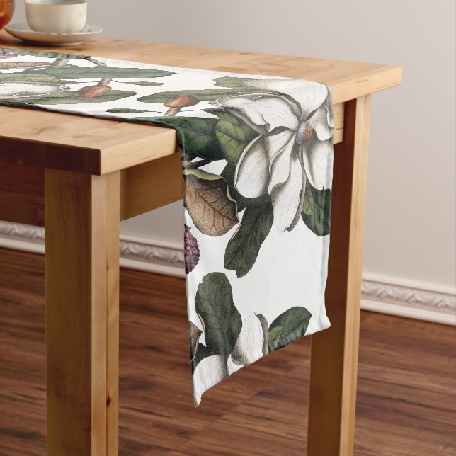 Vintage Magnolia Flower Blossoms Table Runner (In Situ)