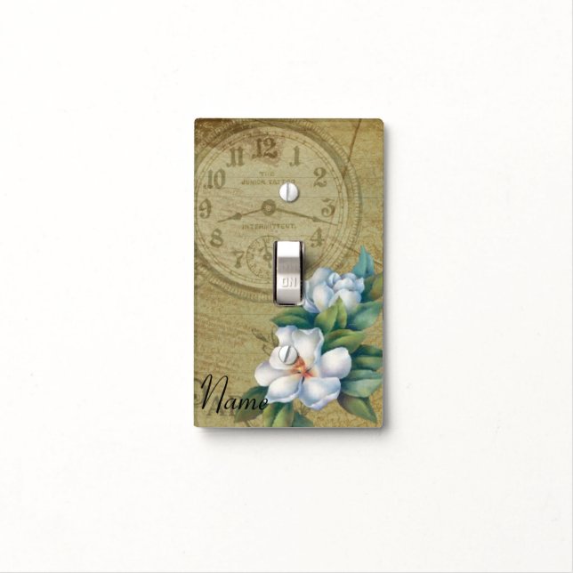 Vintage Magnolia Flowers Light Switch Cover (In Situ)