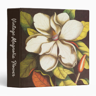 Vintage Magnolia Flowers Plant With Seeds 3 Ring Binder