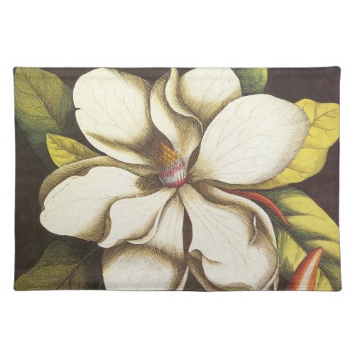 Vintage Magnolia Flowers Plant With Seeds Cloth Placemat