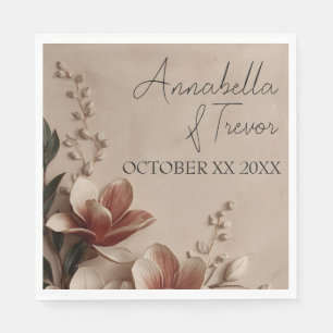 Vintage Magnolia Romantic Floral Custom Name Napkins