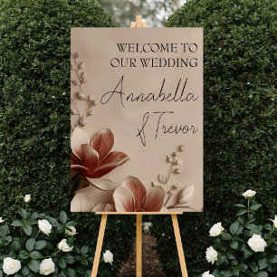 Vintage Magnolia Romantic Floral Welcome Sign