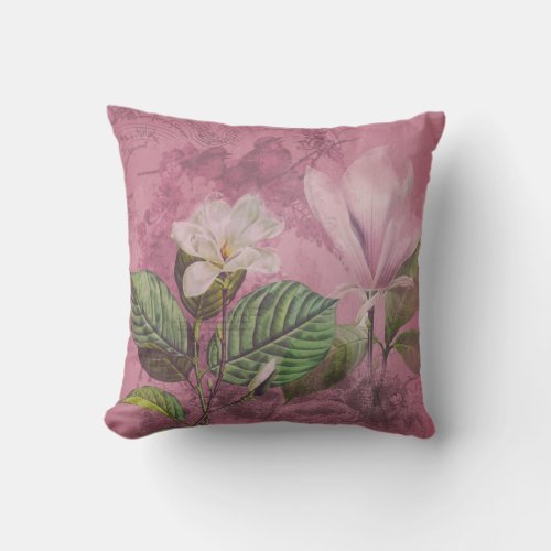 Vintage Magnolia Song Apparel and Gifts Throw Pillow
