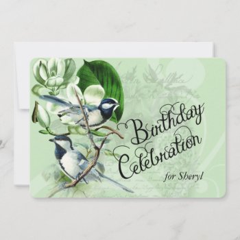 Vintage Magnolia Songbirds Birthday Invite by birthdayTshirts at Zazzle