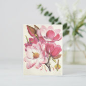 Vintage Magnolia Tree Blossom, Pink Garden Flowers (Standing Front)