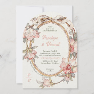 Vintage Magnolia Wedding Invitation