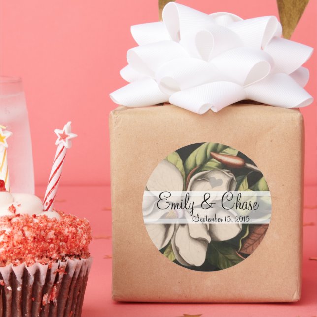 Vintage Magnolia Wedding Stickers (Party)