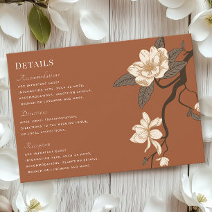 Vintage Magnolia Wedding Terracotta Details RSVP Card