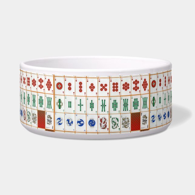 Vintage Mahjong Tile Pattern Bowl (Front)