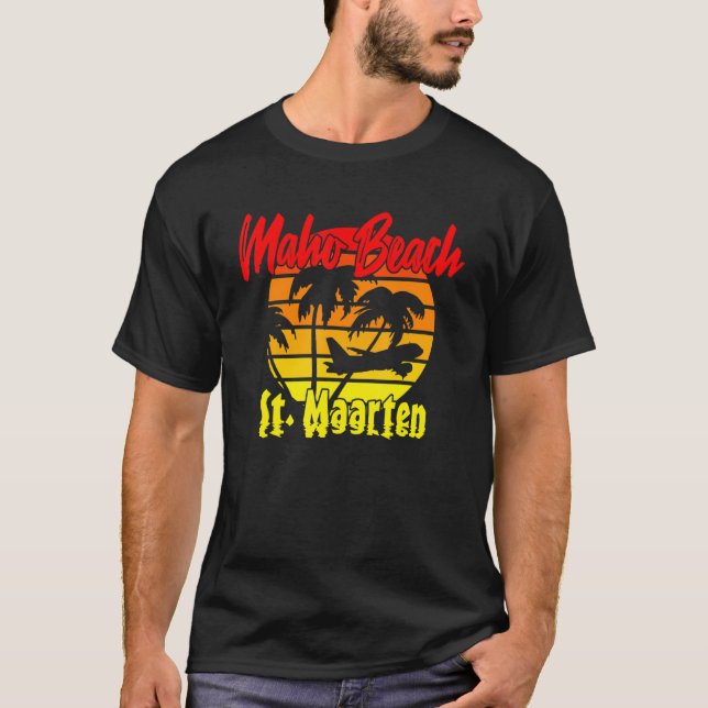 Vintage Maho Beach St  Maarten Sunset T-Shirt (Front)