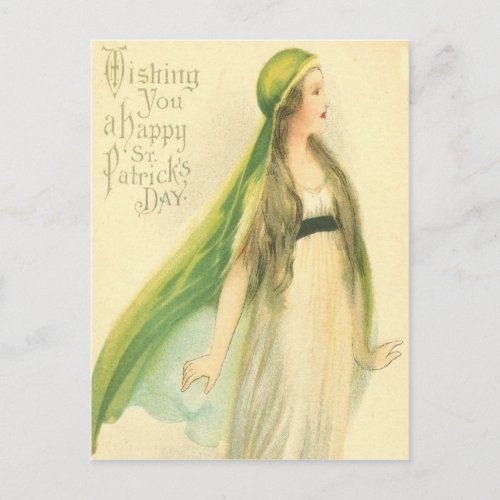 Vintage Maiden St Patricks Day Card