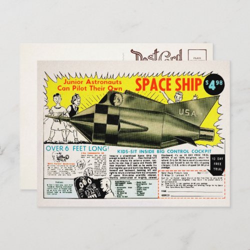 Vintage Mail Order Space Ship Postcard