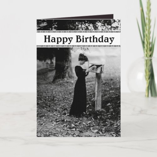 Vintage Mailbox Happy Birthday Black Card
