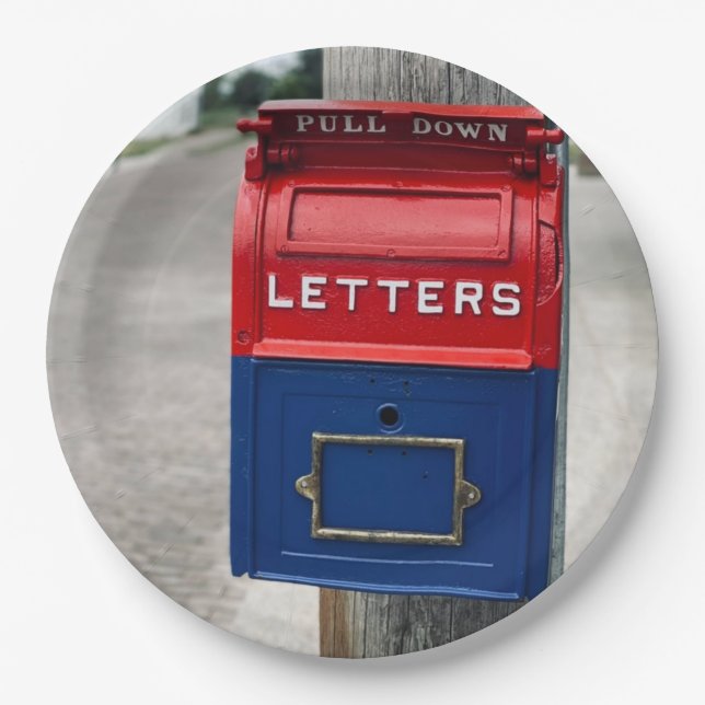 Vintage Mailbox Paper Plates (Front)