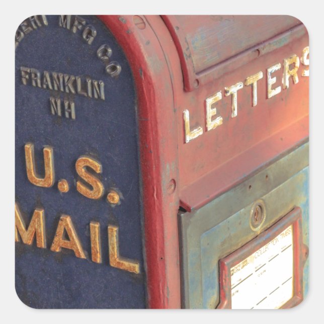 Vintage Mailbox Square Sticker (Front)