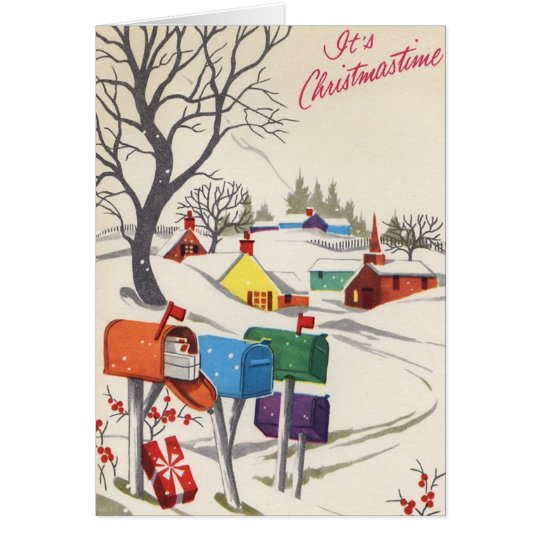 Vintage_mailboxes_Christmas_Card Card | Zazzle