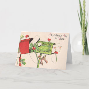 Vintage - Mailboxes Full of Christmas Cards, Holiday Card