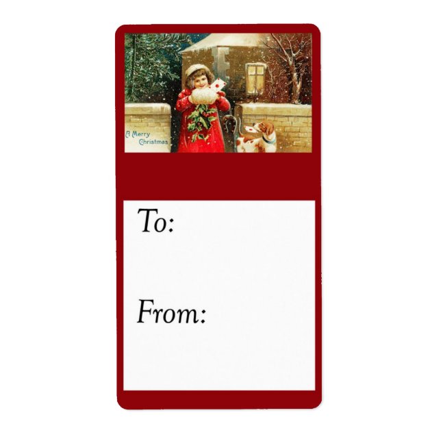 Vintage Mailing Christmas Cards Gift Tag (Front)