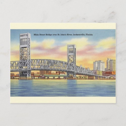 Vintage Main Street Bridge Jacksonville Postcard
